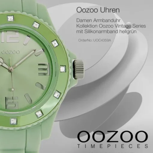 Oozoo Unisex Armbanduhr Vintage Series Analog Silikon hellgrün UOC4359A