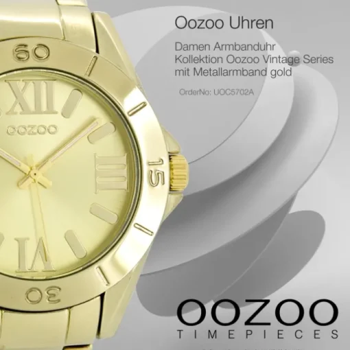 Oozoo Unisex Armbanduhr Vintage Series Analog Metall gold UOC5702A