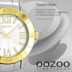 Oozoo Unisex Armbanduhr Vintage Series Analog Metall silber UOC5703A