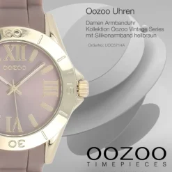 Oozoo Unisex Armbanduhr Vintage Series Analog Silikon hellbraun UOC5714A
