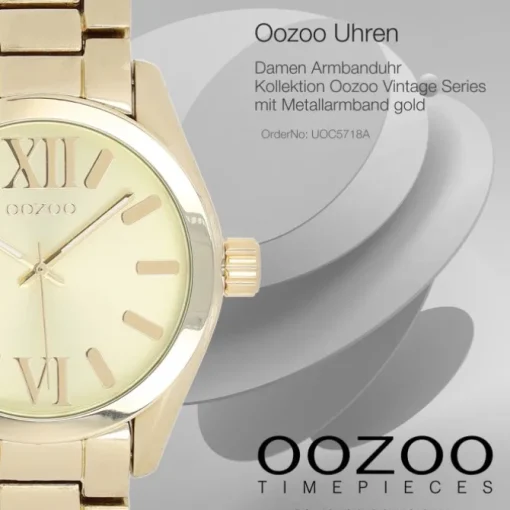 Oozoo Unisex Armbanduhr Vintage Series Analog Metall gold UOC5718A
