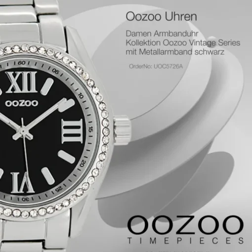 Oozoo Unisex Armbanduhr Vintage Series Analog Metall schwarz UOC5726A