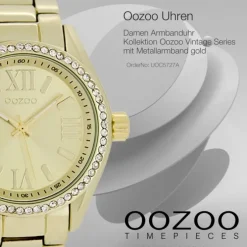 Oozoo Unisex Armbanduhr Vintage Series Analog Metall gold UOC5727A