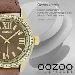Oozoo Unisex Armbanduhr Vintage Series Analog Leder braun UOC5733A