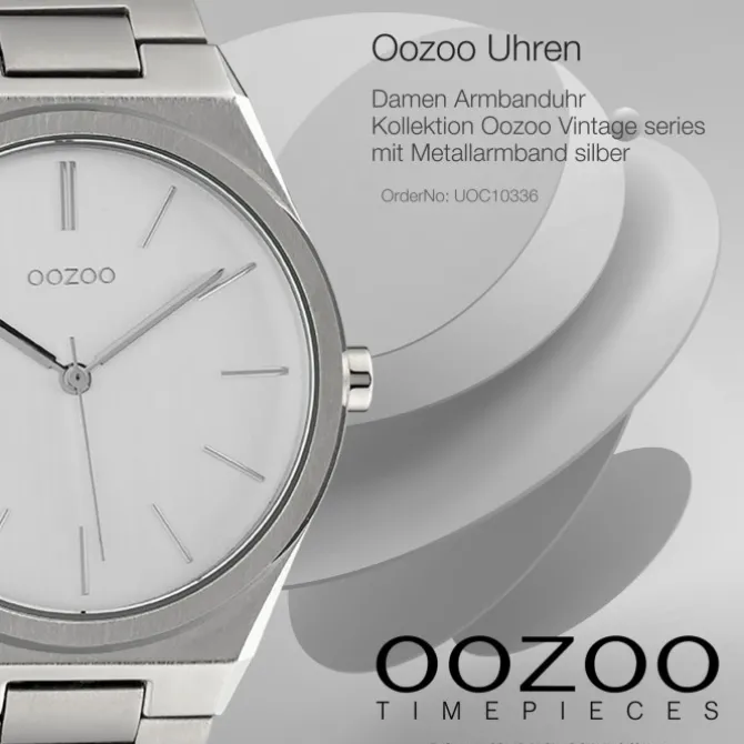 Oozoo Unisex Armbanduhr Vintage Series Analog Metall silber UOC10336