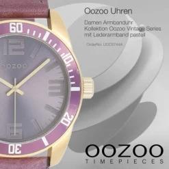 Oozoo Unisex Armbanduhr Vintage Series Analog Leder pastell lila UOC5744A
