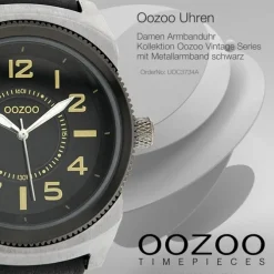Oozoo Unisex Armbanduhr Vintage Series Analog Metall schwarz UOC3734A