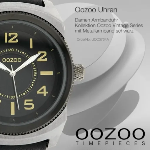 Oozoo Unisex Armbanduhr Vintage Series Analog Metall schwarz UOC3734A