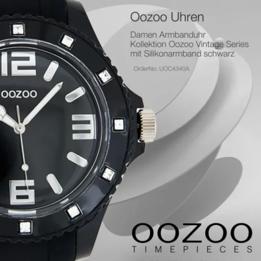 Oozoo Unisex Armbanduhr Vintage Series Analog Silikon schwarz UOC4340A