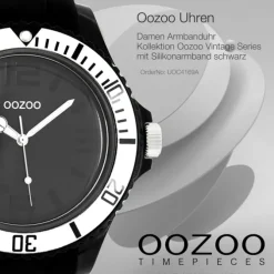 Oozoo Unisex Armbanduhr Vintage Series Analog Silikon schwarz UOC4169A