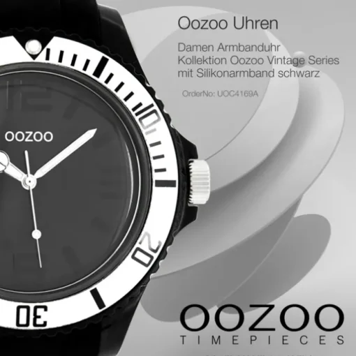 Oozoo Unisex Armbanduhr Vintage Series Analog Silikon schwarz UOC4169A
