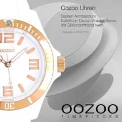 Oozoo Unisex Armbanduhr Vintage Series Analog Silikon weiß UOC4171A
