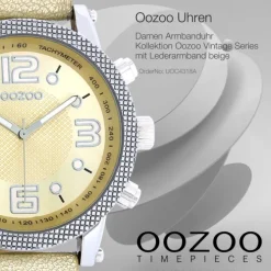 Oozoo Unisex Armbanduhr Vintage Series Analog Leder beige hellbraun UOC4318A