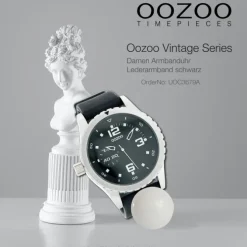 Oozoo Unisex Armbanduhr Vintage Series Analog Leder schwarz UOC3679A