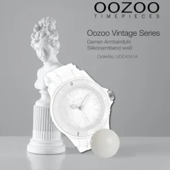 Oozoo Unisex Armbanduhr Vintage Series Analog Silikon weiß UOC4341A