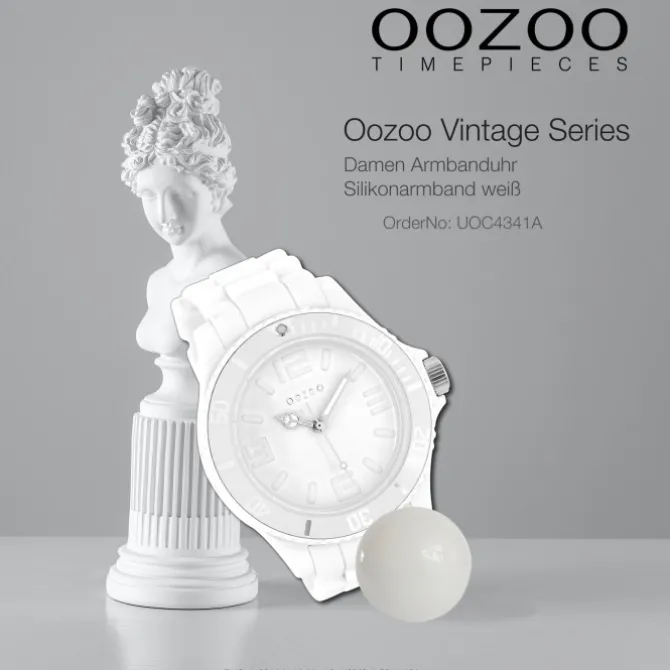 Oozoo Unisex Armbanduhr Vintage Series Analog Silikon weiß UOC4341A