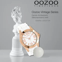 Oozoo Unisex Armbanduhr Vintage Series Analog Silikon weiß UOC5712A