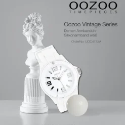 Oozoo Unisex Armbanduhr Vintage Series Analog Silikon weiß UOC4172A