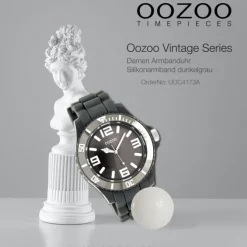 Oozoo Unisex Armbanduhr Vintage Series Analog Silikon dunkelgrau UOC4173A