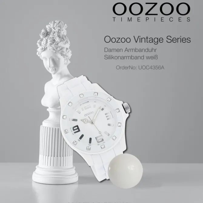 Oozoo Unisex Armbanduhr Vintage Series Analog Silikon weiß UOC4356A