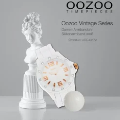 Oozoo Unisex Armbanduhr Vintage Series Analog Silikon weiß UOC4357A