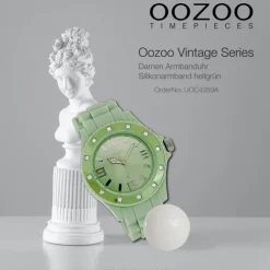 Oozoo Unisex Armbanduhr Vintage Series Analog Silikon hellgrün UOC4359A