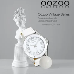 Oozoo Unisex Armbanduhr Vintage Series Analog Leder weiß UOC5735A
