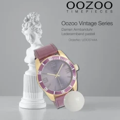 Oozoo Unisex Armbanduhr Vintage Series Analog Leder pastell lila UOC5744A