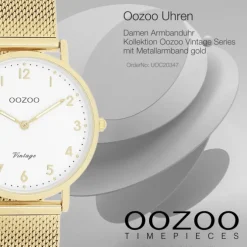 Oozoo Unisex Armbanduhr Vintage Series Analog Metall gold UOC20347