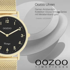Oozoo Unisex Armbanduhr Vintage Series Analog Metall gold UOC20349