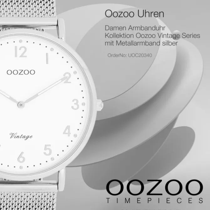 Oozoo Unisex Armbanduhr Vintage Series Analog Metall silber UOC20340
