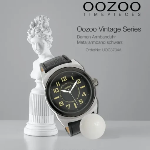 Oozoo Unisex Armbanduhr Vintage Series Analog Metall schwarz UOC3734A