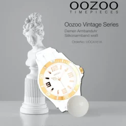 Oozoo Unisex Armbanduhr Vintage Series Analog Silikon weiß UOC4161A