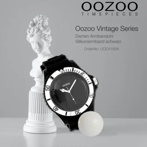 Oozoo Unisex Armbanduhr Vintage Series Analog Silikon schwarz UOC4169A