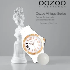 Oozoo Unisex Armbanduhr Vintage Series Analog Silikon weiß UOC4171A