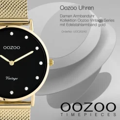 Oozoo Unisex Armbanduhr Vintage Series C20242 Analog Edelstahl gold UOC20242