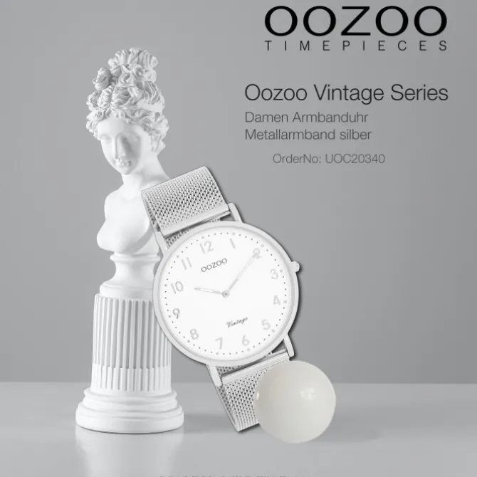 Oozoo Unisex Armbanduhr Vintage Series Analog Metall silber UOC20340