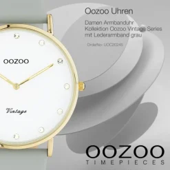 Oozoo Unisex Armbanduhr Vintage Series C20245 Analog Leder grau UOC20245