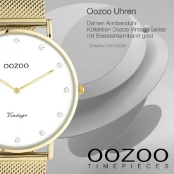 Oozoo Unisex Armbanduhr Vintage Series C20236 Analog Edelstahl gold UOC20236