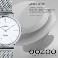 Oozoo Unisex Armbanduhr Vintage Series C20230 Analog Edelstahl silber UOC20230