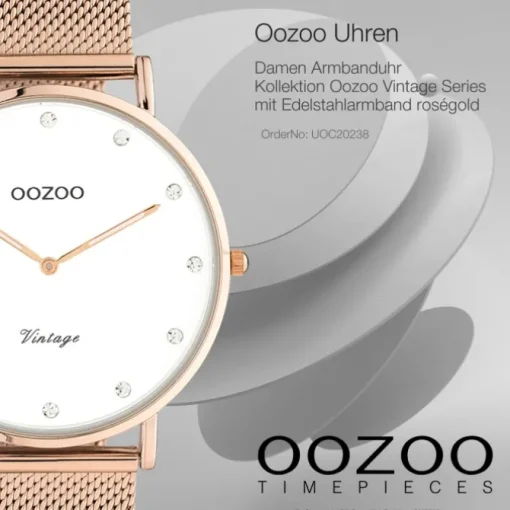 Oozoo Unisex Armbanduhr Vintage Series C20238 Analog Edelstahl roségold UOC20238
