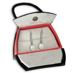 PartyPearl Schmuck Set Perlenohrhänger mit Verpackung Damen 925 Silber PPO010W8