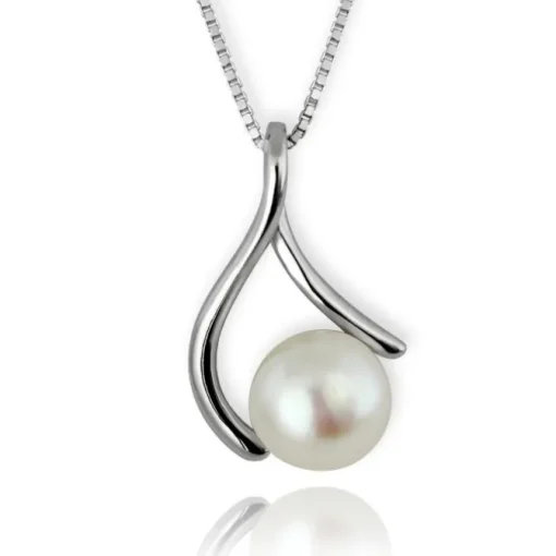 PartyPearl Schmuck Set Perlenkette weiß mit Verpackung Damen 925 Silber PPK005W8