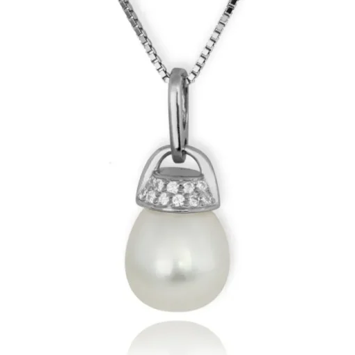 PartyPearl Schmuck Set Perlenkette weiß mit Verpackung Damen 925 Silber PPK002W9