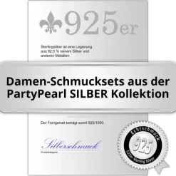 PartyPearl Schmuck Set Perlenkette rose mit Verpackung Damen 925 Silber PPK002E9