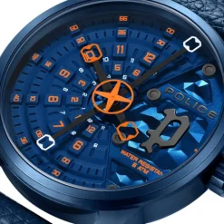 Police Herrenuhr Leder blau orange Police Avondale Armbanduhr UPOA0022102