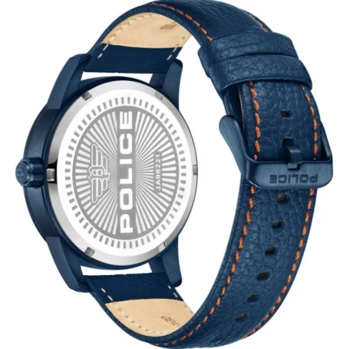 Police Herrenuhr Leder blau orange Police Avondale Armbanduhr UPOA0022102