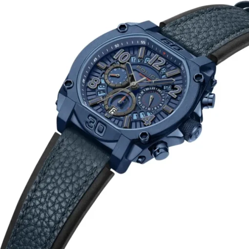 Police Herrenuhr Leder dunkelblau Police Norwood Armbanduhr UPOF0021904