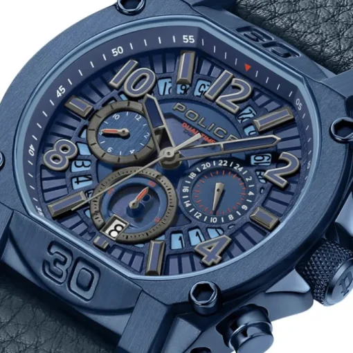 Police Herrenuhr Leder dunkelblau Police Norwood Armbanduhr UPOF0021904