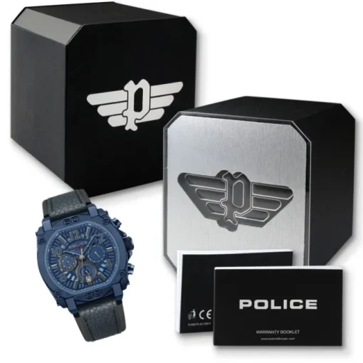 Police Herrenuhr Leder dunkelblau Police Norwood Armbanduhr UPOF0021904